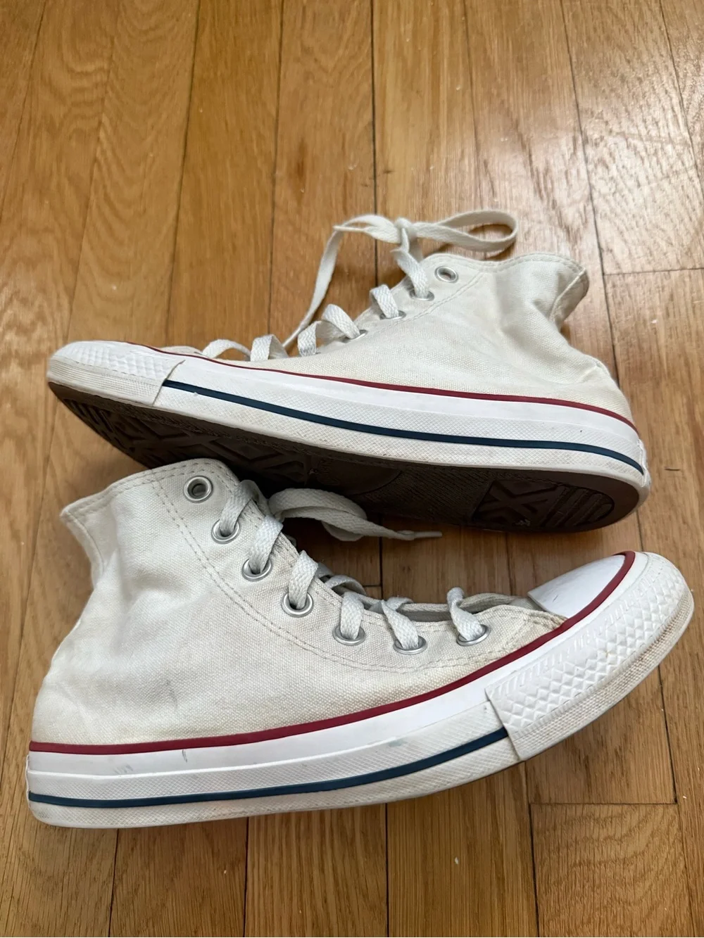 Converse High Top Sneakers in Cream with Navy Star